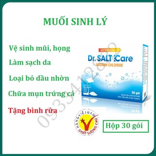Muối sinh lý Dr Salt Kare - Hộp 30 gói, tặng kèm Bình rửa mũi Hàng Chính Hãng Công Ty