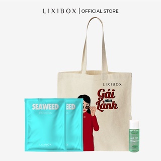 [HB GIFT] Combo túi tote Gái nhà lành, Toner The Auragins 20ml và 2 mặt nạ dưỡng da Lixibox - Seaweed