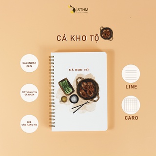 CÁ KHO TỘ -  Sổ tay bìa cán màng mờ - Ruột kem 100gsm - STHM stationery
