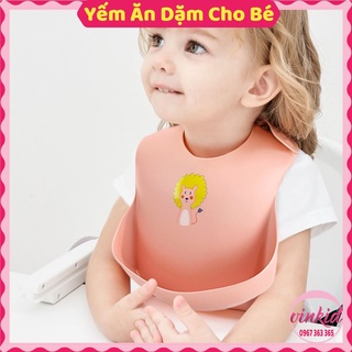 Yếm ăn dặm cho bé silicon mềm mại có máng chống thấm cao cấp xịn xò VINKID