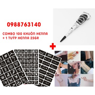 [Sỉ ] Mực xăm tạm thời, mực henna, Hình xăm TẶNG 100 HÌNH KHUÔN ngẫu nhiên