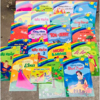 SET 20 quyển to màu theo các chủ đề cho bé, tặng kèm hộp màu sáp