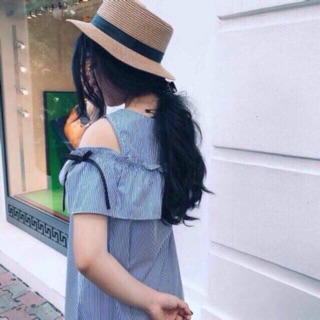 Mũ cói rẻ đẹp nơ đen xinh xắn