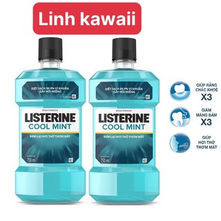 COMBO 2 chai nước súc miệng diệt khuẩn giữ hơi thở thơm mát Listerine Cool Mint 750ml/chai