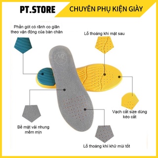 1 cặp lót giày thể thao êm chân, hai lớp thấm hút mồ hôi, chống hôi chân