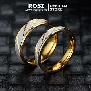 Nhẫn Cặp Thời Trang Mạ Vàng 18K, Nhẫn Đôi Sọc Nam Nữ Cực Đẹp