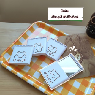 Gương Kèm Giá Đỡ Điện Thoại Trang Trí Bàn Học Ins Giasico