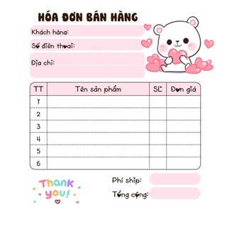 [10 CUỐN TẶNG 1 CUỐN] 10 cuốn HOÁ ĐƠN BÁN HÀNG GẦU MINI DỄ THƯƠNG