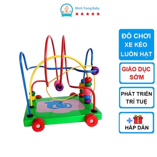 Đồ Chơi Xe Kéo Luồn Hạt Bằng Gỗ An Toàn Cho Bé