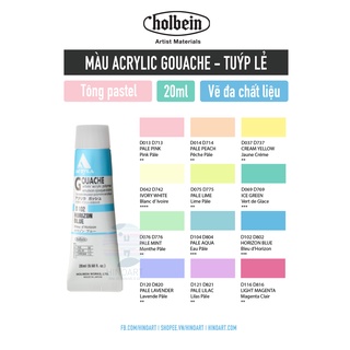 [ Tông Pastel ] Màu vẽ Acrylic Gouache Holbein tuýp 20ml