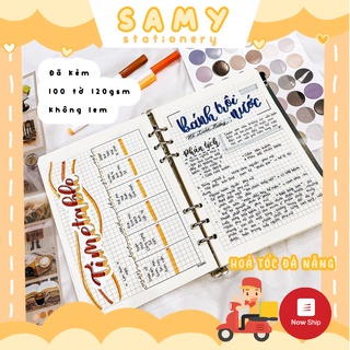 SỔ CÒNG BINDER KLONG CARO SIZE A5 100 TỜ (200 TRANG) 120GSM SIÊU DÀY LÀM BULLET JOURNAL TAKE NOTE