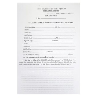 Mẫu đơn ly hôn của Tòa án huyện Chương Mỹ+bản hướng dẫn chuẩn bị hồ sơ, hướng dẫn nộp hồ sơ đến Tòa án