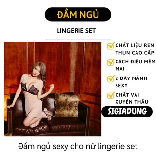 [SGD] Đầm Ngủ Sexy - Đầm Ngủ Ren Xuyên Thấu 2 Dây Dầy Quyến Rũ Và Gợi Cảm 4709
