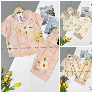 Bộ pyjama trẻ em, quần lửng , cổ sen lụa mango cao cấp