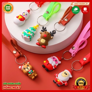 Móc khoá giáng sinh, móc khoá cute, dễ thương chất liệu silicon có dây làm quà noel N024
