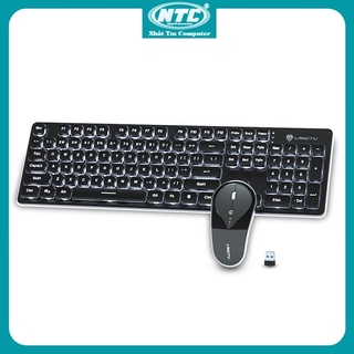 Bộ bàn phím và chuột không dây Wireless LangTu LT600 phím tròn, bấm silent, có đèn Led (2 màu tùy chọn)