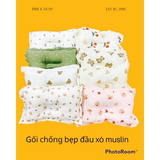 GỐI XÔ HÀN QUỐC CHỐNG BẸP ĐẦU CHO BÉ - Vải xô Muslin cao cấp