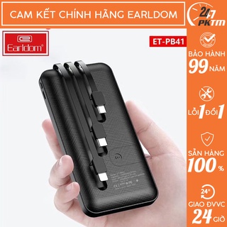 Chính hãng Earldom   Sạc Dự Phòng Gắn Cáp 3 Đầu cổng Lightning/ Type C/ Micro Earldom 10.000mAh PB-41 | PKTM247VN