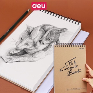 Sổ vẽ phác thảo 110gsm / 160gsm Deli - Gáy lò xo - Khổ dọc A4 - Giấy vẽ màu nước - 73357 / 73634