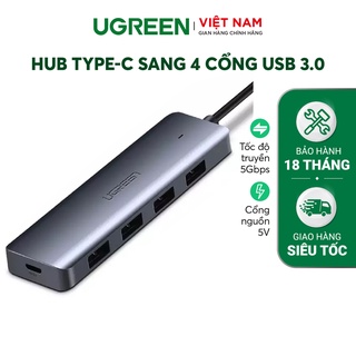 Hub USB type C sang 4 cổng USB 3.0 hỗ trợ cổng nguồn Micro USB 5V UGREEN CM219 CM136