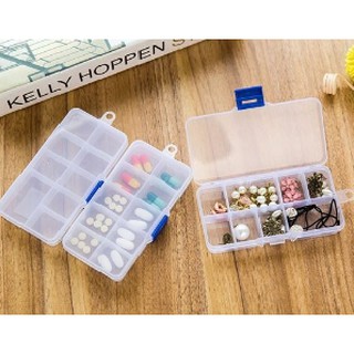 Hộp nhựa đựng thuốc, bông tai, hạt đá Nails, phụ kiện, trang sức mười ngăn tiện dụng