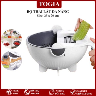 Bộ Dụng Cụ Đa Năng Nạo Gọt Rau Củ Quả 6 In 1 Kèm Rổ, Dụng Cụ Nhà Bếp Bào Sợi, Thái Lát Có Nhiều Lưỡi Dao Thay Thế