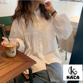 áo babydoll trắng tiểu thư ly dọc tay bồng hàng QC A 285 kaca.design