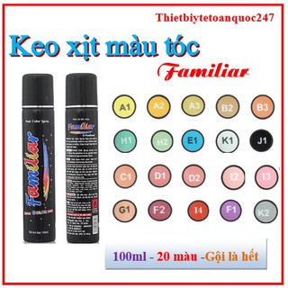 [Chính hãng] Gôm xịt màu tạm thời Familiar đủ màu 100ml-Gội là hết- keo nhuộm tóc