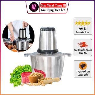 Máy Xay Thịt, Máy Xay Đa Năng Cối 2L inox Cầm Tay 2 Chế Độ 4 Lưỡi Dao Siêu Bền - FreeShip toàn quốc