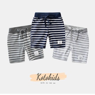 Quần short bé trai 27KIDS quần thun cotton họa tiết kẻ cho bé