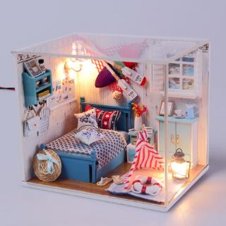 Mô hình gỗ DIY đồ chơi lắp bằng gỗ phòng ngủ búp bê thu nhỏ M010 tặng kèm kiếng chống bụi