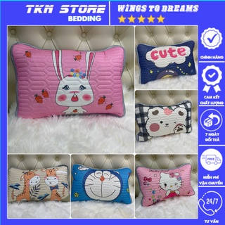Gối cao su non điều hoà tencel cao cấp kích thước 30x50 ,gối cao su cho bé 3 - 10 tuổi ruột bông trắng kháng khuẩn