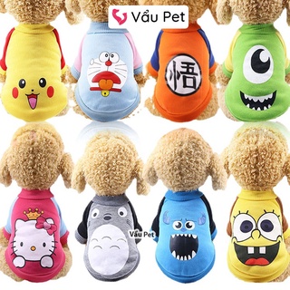 Áo cho chó mèo Nỉ hình ngộ nghĩnh mùa đông - Quần áo cho chó poodle, con, lớn, mèo, thú cưng Vẩu Pet Shop