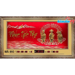 Lịch vạn niên – Tranh đá xi vàng – Đồng hồ - Khổ 55x100cm - mã 893