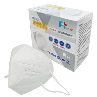 Khẩu Trang VNN95 PT Mask, 5 Lớp, kháng Khuẩn, Chống Bụi Siêu Mịn PM2.5, Màu Trắng - Đạt Các Chứng Chỉ ISO 9001, CE, FDA