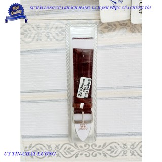 Dây da đồng hồ cao cấp Aono cỡ 22mm màu nâu sẫm