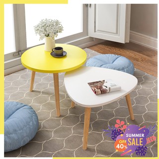 Combo bàn trà sofa chân gỗ sồi tự nhiên gồm 1 bàn tròn và 1 bàn tam giác - BT50M + BO50M