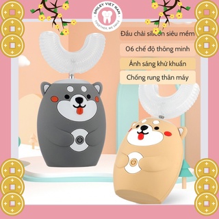 Bàn chải điện cho bé Shiba, bàn chải điện trẻ em đầu chữ U cho bé từ 2-9 tuổi - Giúp bé vệ sinh răng miệng hiệu quả