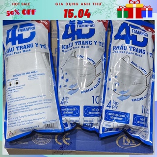 Túi 10 cái Khẩu Trang Cao Cấp Chính Hãng 4D Famapro Nam Anh