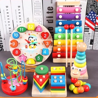 (GIÁ SỈ = LẺ) BỘ 6 MÓN ĐỒ CHƠI RÈN LUYỆN KỸ NĂNG, TRÍ TUỆ, HỌC TẬP MÀU SẮC CHO BÉ - CHẤT LIỆU GỖ TỰ NHIÊN AN TOÀN