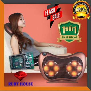 [BH 1 đổi 1]Gối massage hồng ngoại 8 bi, gối massage cổ vai gáy HIỆU QUẢ, AN TOÀN - Ruby House