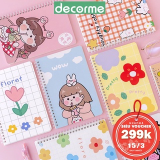 Số lò xo gáy xoắn hoạt hình cute A5 DecorMe Sổ tay kẻ ngang 120 trang theo chủ đề nhiều màu sắc dễ thương DTB