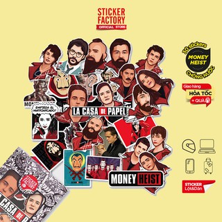 Hộp set 30 sticker decal hình dán nón bảo hiểm , laptop, xe máy, ô tô STICKER FACTORY - Money Heist