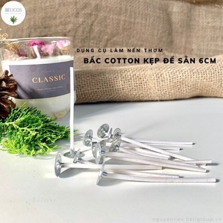 Bấc Nến Cotton Phủ Sáp kẹp đế sắt tròn sẵn 10cm