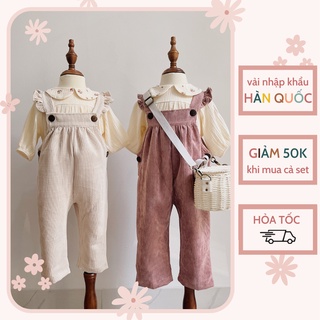 Quần yếm cho bé gái 9 tháng - 3 tuổi BERRYBABY, vai cánh tiên, chất liệu nhung tăm cao cấp - Yếm quần Nora