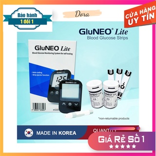 Máy Kiểm Tra Nhanh Đường Huyết Gluneo Lite Hàn Quốc - Tặng 25 Que Thử + 25 Kim Lấy Máu - Bảo Hành 1 Đổi 1