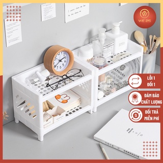 Kệ nhựa mini 2 tầng decor đa năng để đồ dùng học tập , mỹ phẩm , trang trí bàn học phong cách Hàn Quốc