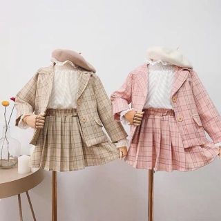 Sét váy kèm áo vest cho bé họa tiết caro cực hot