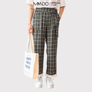 Quần Kaki Nam Dài MANDO Họa Tiết Caro  Đen Kẻ Trắng Form Rộng Túi Hộp Kiểu Dáng Basic Unisex Thời Trang Hàn Quốc QKN044