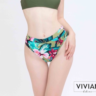 Quần bơi Nữ VIVIAN kiểu Quần lẻ cạp lớn- màu Xanh lá cây - vs054_GN